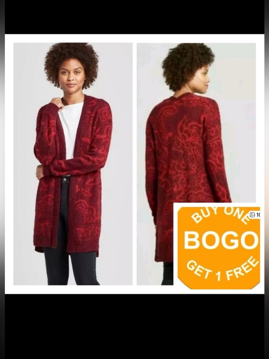 Knox Rose Sweaters - Knox Rose Cardigan Sweater Red Jacquard size small NWT